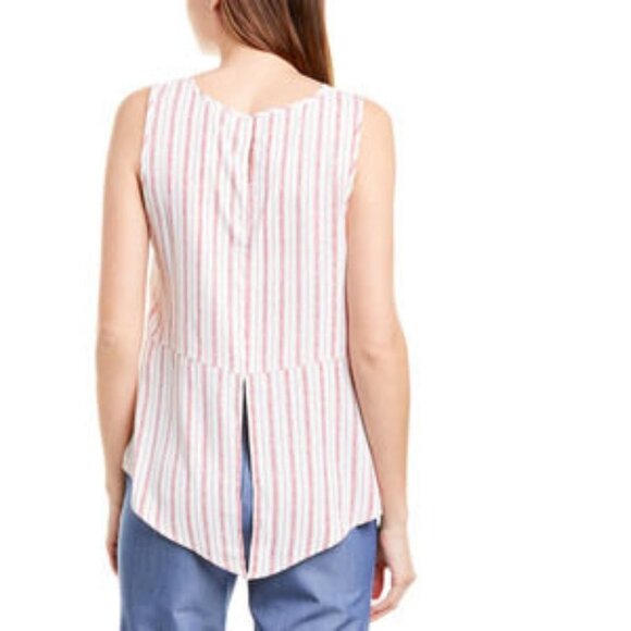 BCBG MaxAzria Sleeveless High Low Hemline White & Scarlet Red Striped Top Size M - Picture 8 of 8